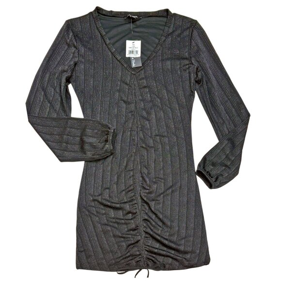 Lea & Viola Dark Metallic Cinched Bodycon Mini Dress - Picture 3 of 9